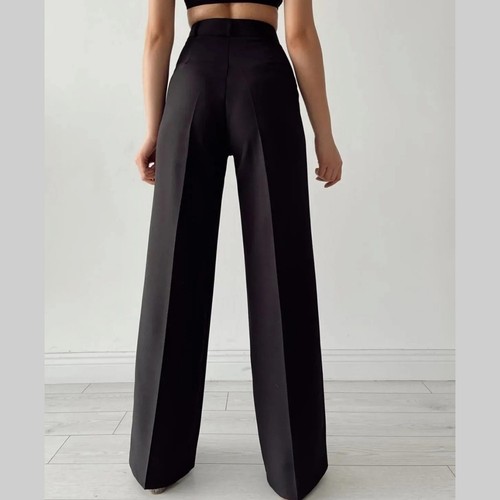 Restposten Ausverkauf Marlene-Hose Damen Palazzo Hose hoher Bund weite Beine - Bild 11 von 16