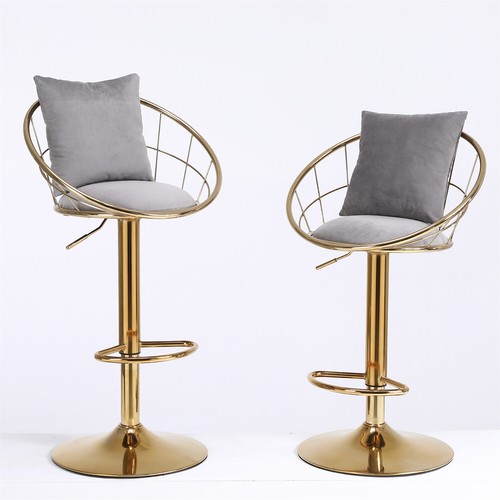 Set of 2 Velvet Bar Stools Adjustable Height Counter Swivel Bar Chairs - Picture 55 of 60