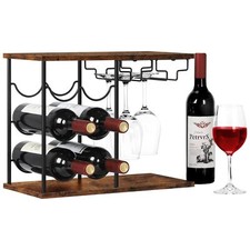 Wine Racks Countertop Hold 6 Bottles and 4 Wine Glass Rack Wine Holder Freest...