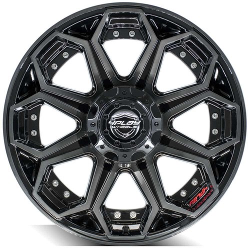 20x9 Black 6 Lug 4Play 4P80R Wheels & 275/55r20 Tires Set Fit RAM Chevy GMC Ford - Picture 2 of 5