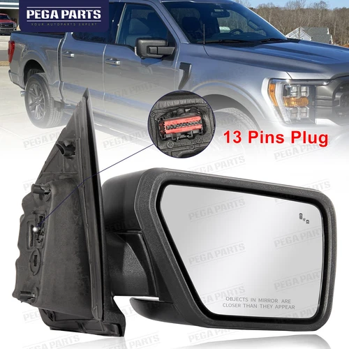 Right Passenger Side Door Mirror For 2021-24 Ford F-150 Temp Sensor Puddle Light
