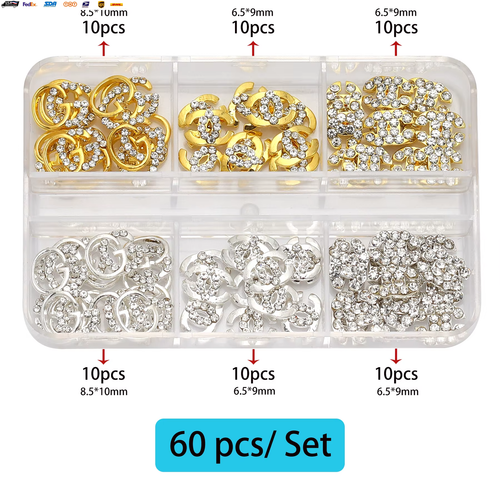 30/60Pcs/Set 3D Luxury Metal Nail Art Decorations Alloy Shiny Rhinestones Pearl - Picture 9 of 12