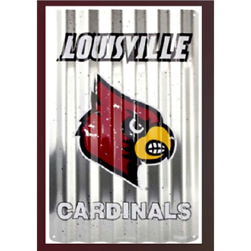 Louisville Cardinals Corrugated Metal Sign NCAA New Grey Metal 12"x18" ACC Wall - Picture 2 of 3