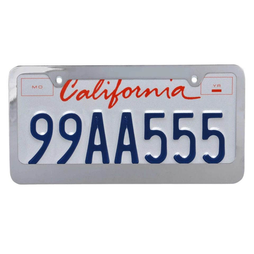 Soporte de marco de matrícula cromado - Metal brillante para coches delanteros y traseros, 2 piezas Foto 2 de 4