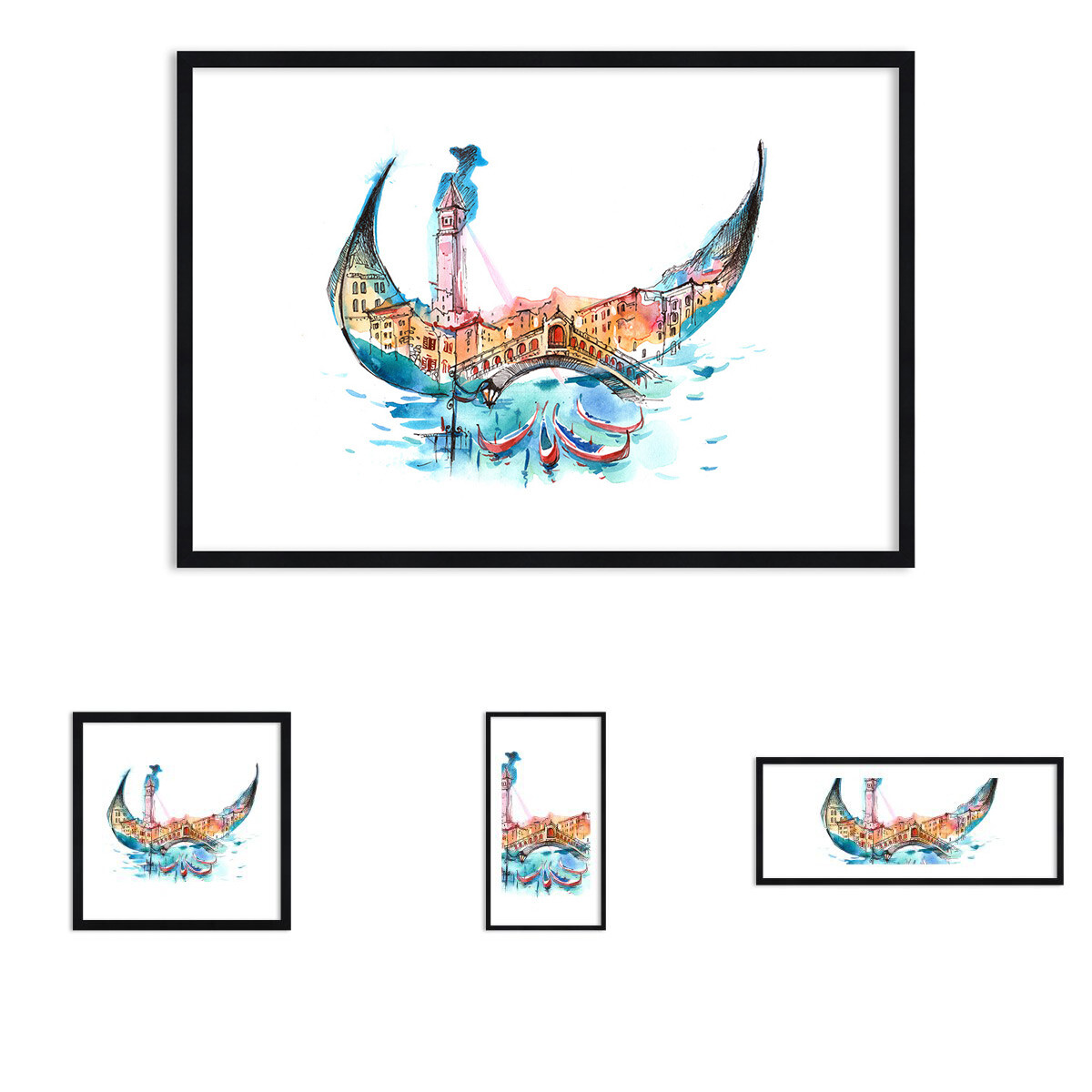 LEINWAND BILDER - Bild im Rahmen Gondel Venedig Wasser - 15 MUSTER - DE 3039 LEINWAND BILDER - Bild im Rahmen Gondel Venedig Wasser - 15 MUSTER - DE 3039