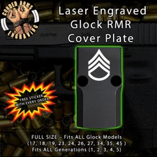 Staff Sergeant E6 - Laser Engraved RMR Cover Plate for Glock 19 17 23