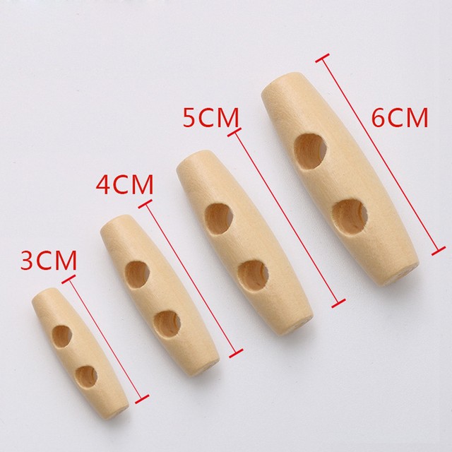 10 new natural wood toggle buttons 35mm long 2 holes