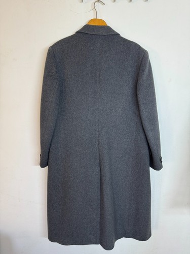 Vintage Mens Coat bespoke Classic Wool & Cashmere Gray suit overcoat 44R 46R - Picture 2 of 22