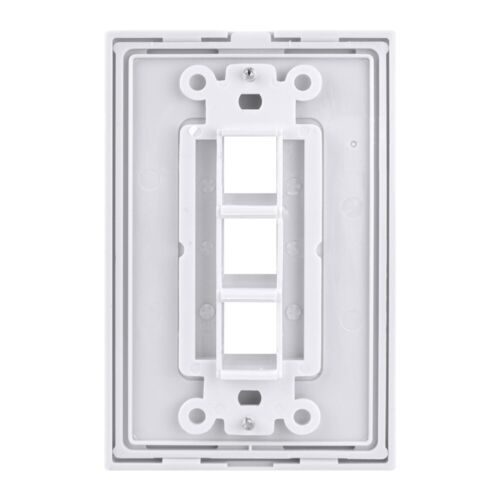 Construct Pro 3-Port Keystone Wall Plate with Screwless Face (White) - Picture 3 of 5