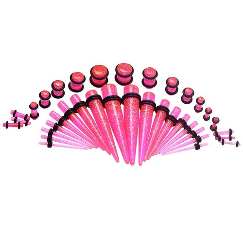 24-36Pcs Ear Stretching Kit Beginner Gauge Acrylic O-Ring Taper Plug Set 14G-00G - Picture 31 of 39