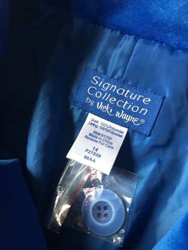 signature collection Vicki Wayne sz.14 NWT dark blue velvet feel skirt/top VTG - Picture 5 of 12