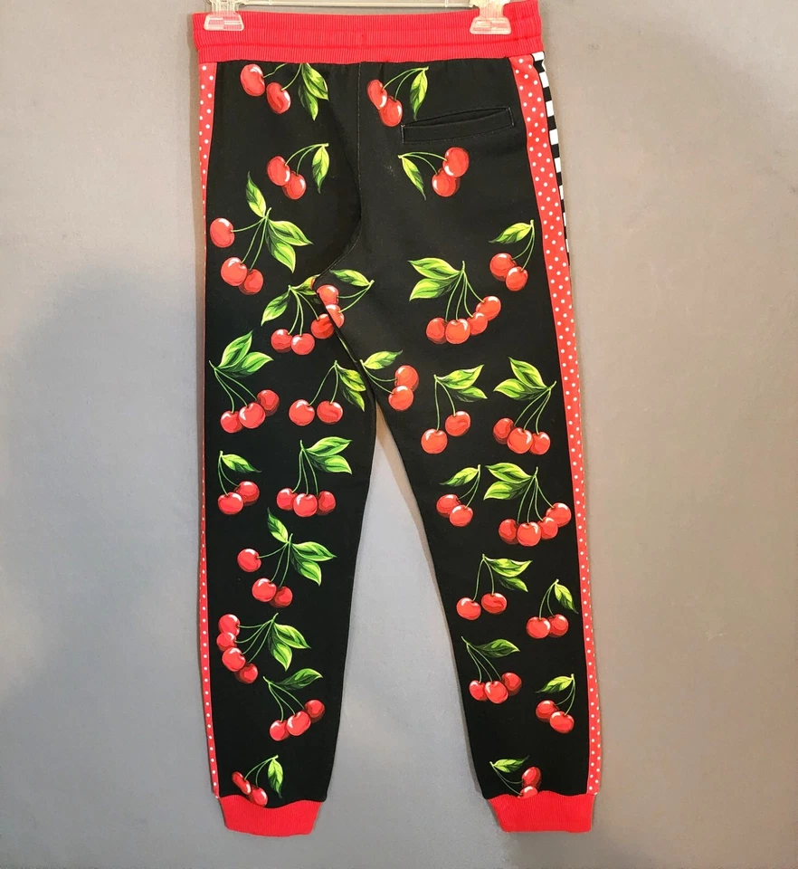 DOLCE & GABBANA - STYLISH CHERRY DESIGN - SLIM FIT SWEATPANTS Size M - Image 2 of 4
