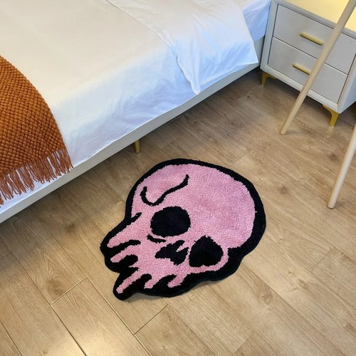54X70CM Pink Melting Skull Tufting Custom Rug/Carpet, Non-Slip, Machine Washable - Picture 6 of 6