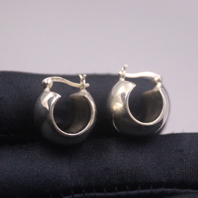 Real 925 Sterling Silver U-shaped Hoop Earrings 18mm H Stamped S925 Real 925 Sterling Silver U-shaped Hoop Earrings 18mm H Stamped S925