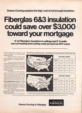 Owens Corning Fiberglas Insulation 1970 Vintage Black and White Print Ad