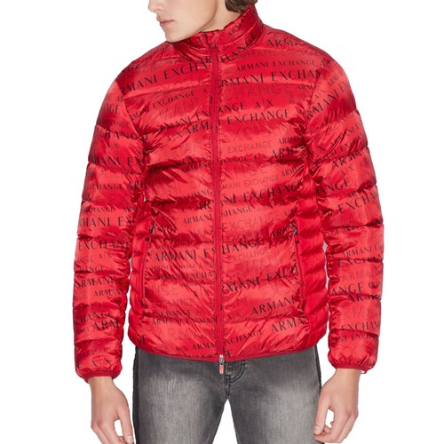 NWT : A|X ARMANI EXCHANGE Mens Logo Print Quilted Puffer Jacket : RED : S - XXL - Picture 2 of 5