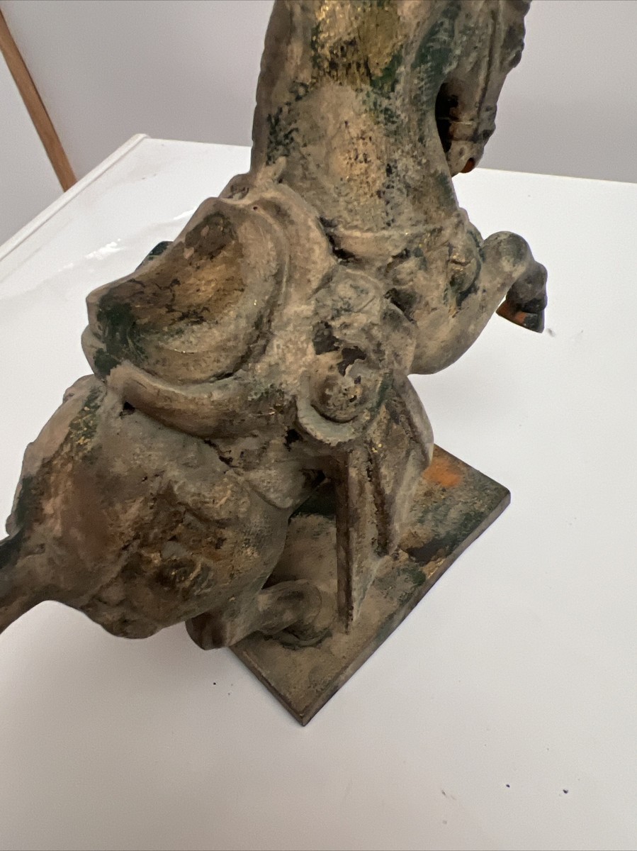Vintage Cast Iron Chinese War Horse Tang Dynasty Style