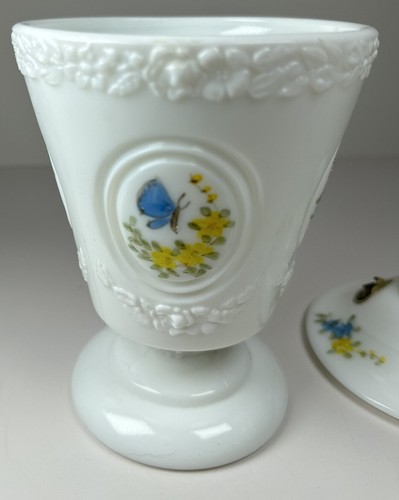 Vintage Fenton White Milk Butterflies & Flowers Candy Dish, HTF, 1960-70! A+Cond - Picture 7 of 21