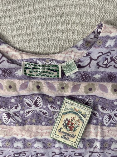 Vintage Emerald Isle 2 Pcs Women's Pajama Set Floral Purple Plus Size 2X/3X - Picture 6 of 7