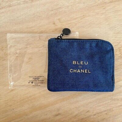 BLEU DE CHANEL Novelty denim pouch coin purse Genuine free BLEU DE CHANEL Novelty denim pouch coin purse Genuine free