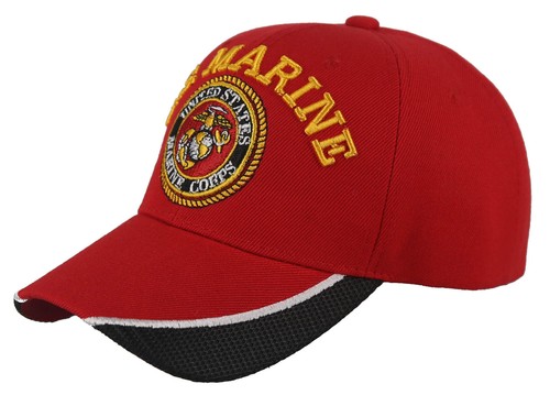 ¡NUEVO! GORRA GORRA DE BOLA USMC MALLA LATERAL DEL CUERPO DE MARINES DE EE. UU. ROJO - Imagen 2 de 4