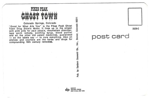 Vintage Colorado Chrome Postcard Springs Pikes Peak Ghost Town Drug Store - Picture 2 of 2