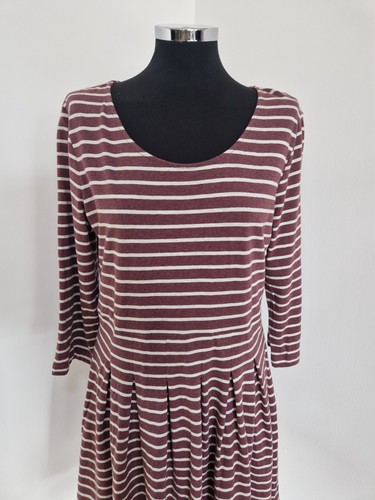 FAT FACE skater dress size 16 plum mix print cotton jersey kew stripe midi NEW - Picture 5 of 12