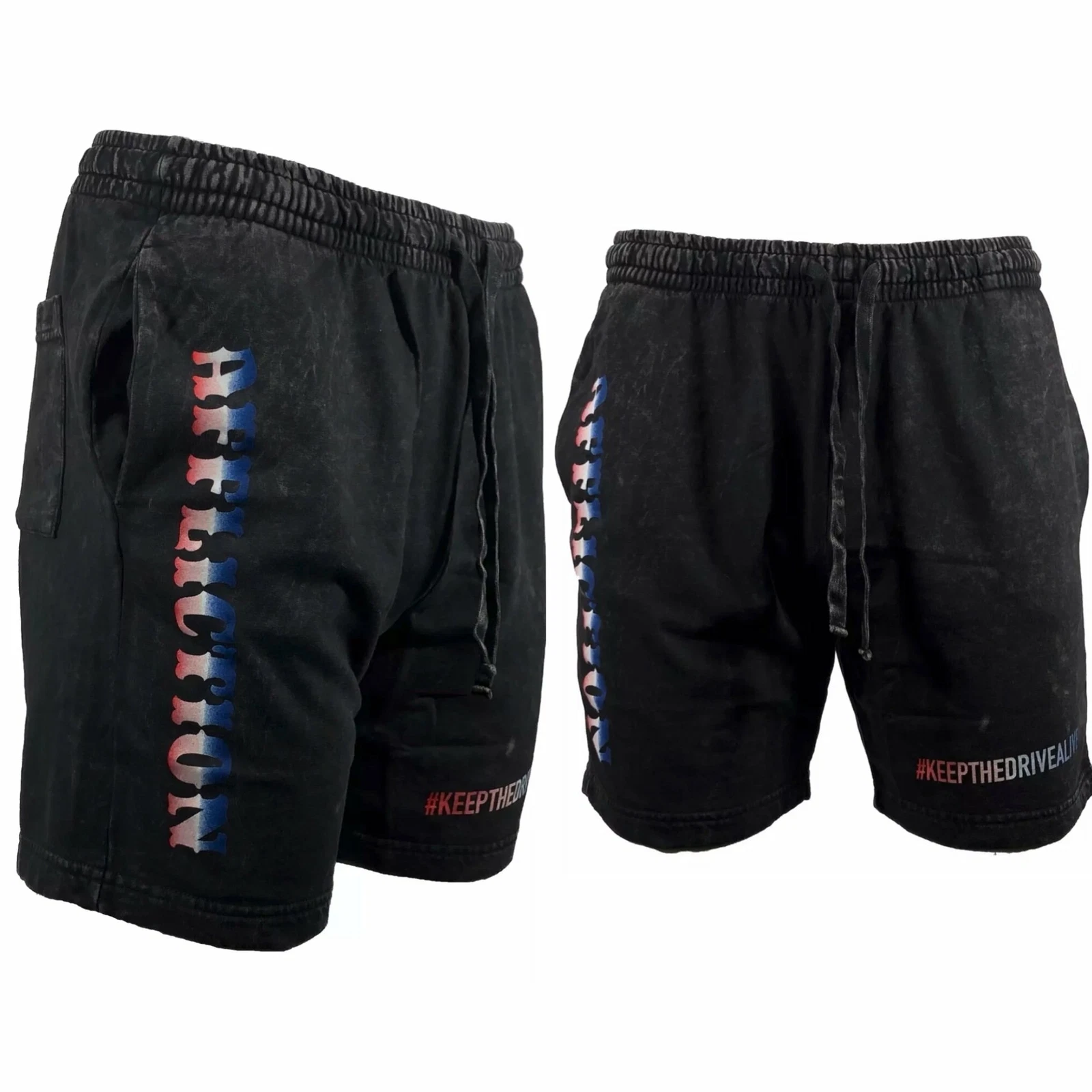 AFFLICTION KEEP THE DRIVE ALIVE Men's Sweat short Black Biker MMA