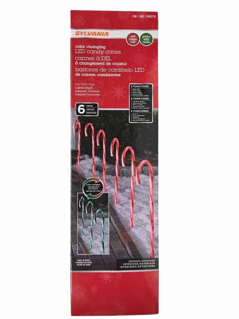 Sylvania Color Changing Led Candy Canes 10ft Lighted Length Red Sylvania Color Changing Led Candy Canes 10ft Lighted Length Red Green 6 Lights
