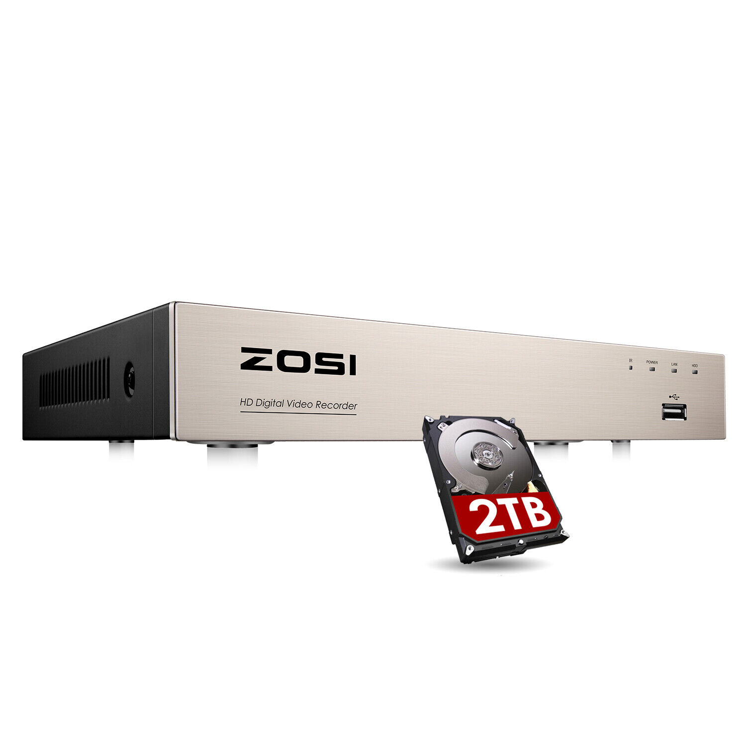 ZOSI 8 Channel H.265 DVR 1080p HD with Hard Drive 2TB for Security Camera System