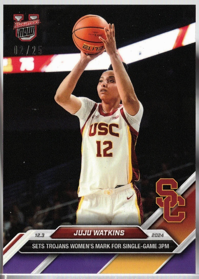 2024-25 Bowman U Now Purple Basketball #22 JuJu Watkins Pre-Rookie Card USC /25