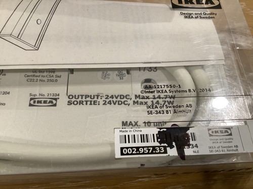 IKEA UTRUSTA WEISS LED Arbeitsplattenleuchte mit Netzteil 15" L WEISS - Bild 5 von 11