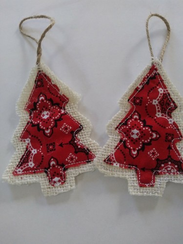 Paisley Plaid Burlap Christmas Ornament Set Burlap Country Western Horse Cow... - Picture 2 of 3