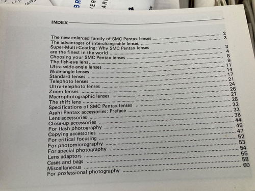 PENTAX LENSES AND ACCESSORIES BOOKLET • FOR CAMERAS MX ME K2 KX KM •VERY GOOD - Picture 6 of 6
