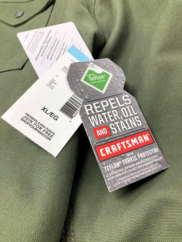 CRAFTSMAN® gesteppte gefütterte Entenjacke aus Baumwoll-Canvas mit Kapuze - XL, neu mit Etikett - od grün - Bild 4 von 8