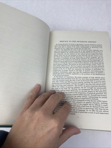 Howell's Textbook of physiology, by John F Fulton 15th Ed. 1946 VTG Hardcover - Picture 6 of 20