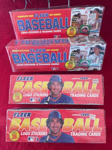 Fleer 1988 & 1989 Factory Sealed Sets, Lot of 4, NEW, Mint, Original, ungeöffnet