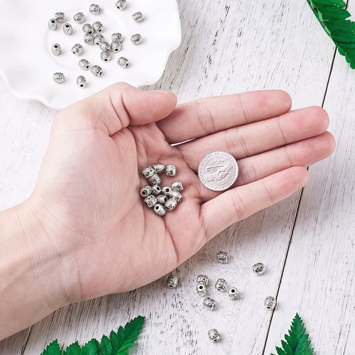 50pcs 6mm Antique Silver Lead Free Nickel Free Cadmium Free Tibetan Barrel Beads - Picture 5 of 7