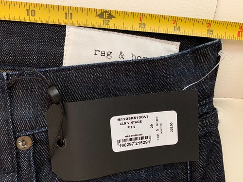 Jeans slim nuovi con etichette - straccio e osso CLN VINTAGE vestibilità 2 (taglia - 29X34 / Made in USA) - Foto 9 di 12