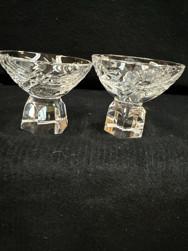 Shot Glasses 2 Fancy Crystal Cut 2Oz  Solid Fancy Bottoms Stunning - Picture 1 of 12