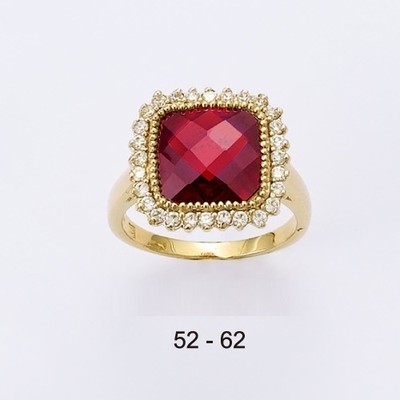 Alliance Entrelacée Plaquée Or 18K - Sertie De Rubis Et Diamants Cz, Taille 54, Neuf Avec étiquettes