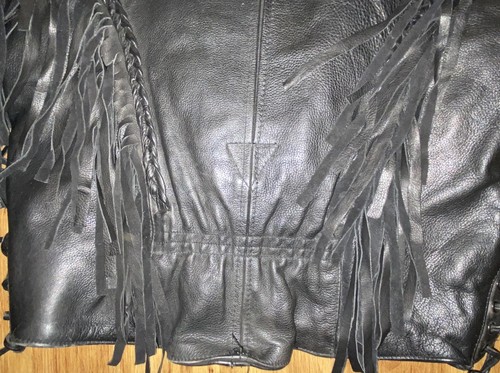 Vintage Leder Motorradjacke Fransen WILSON Open Road Biker schwarz Damen S - Bild 10 von 12
