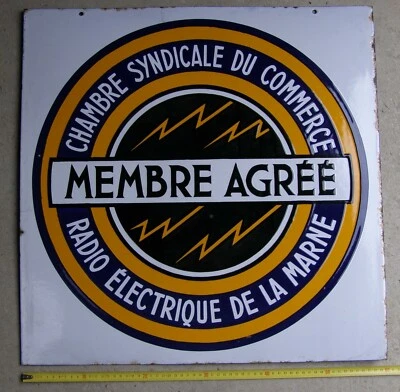 plaque émaillée Chambre Syndicale du commerce Radio électrique de la Marne - Photo 1/4