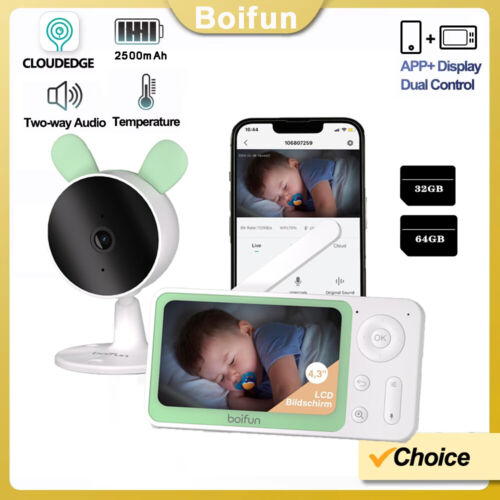 BOIFUN Baby Monitor with 4.3" HD LCD, WiFi Video Monitor with Camera and APP