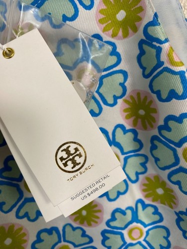 NUOVO abito floreale Tory Burch seta Annette Abbey taglia 12 blu giallo senza maniche - Foto 13 di 21