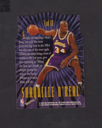 1997-98 Skybox Hoops Hooperstars #3 Shaquille O'Neal (Shaq) Die-Cut Holo - Bild 2 von 2