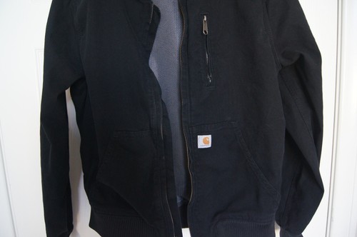 Carhartt Jacket Boys L 10-12 Black Canvas Bomber Heavy Coat Youth Kid - Picture 4 of 8