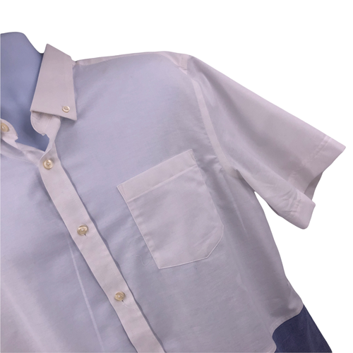 St Johns Bay Mens Casual Shirt Size Large White Blue Button Down Collar SS - Picture 7 of 11