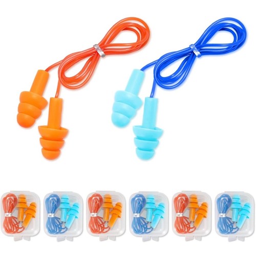6 pack reusable Ear Plugs ,Soft Silicone Noise Reduction @Concerts & Swimming