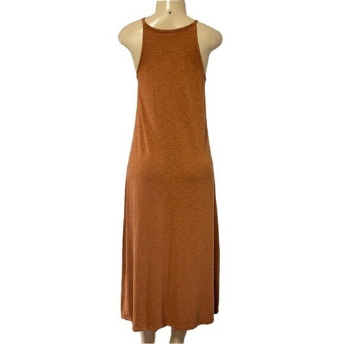 Madewell Soft Knit Cami Midi Dress Bare Cami Straps Sleeveless Heathered Honey S - Picture 3 of 8